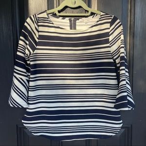Navy and White Striped Blouse